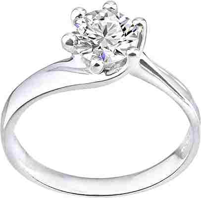 9ct White Gold Stone Set Solitaire Ring