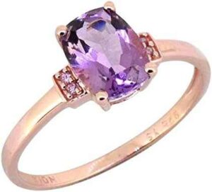 Amethyst Pink Sapphire Solid Rose Gold Ring