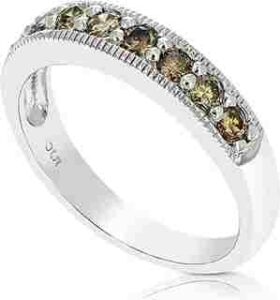 Champagne Diamond Wedding Band Ring