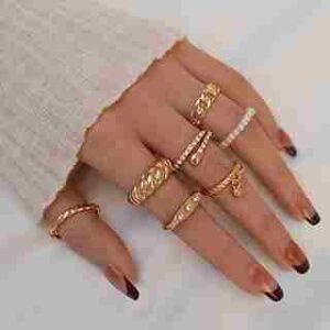 Gold Boho Knuckle Rings Set