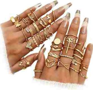 Gold Boho Knuckle Rings Set