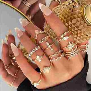 Gold Boho Sparkle Knuckle Rings Set