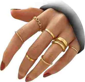 Gold Knuckle Rings Set