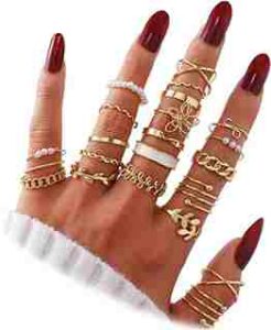 Gold Knuckle Rings Set