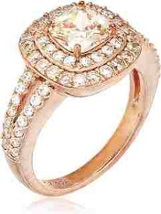 Gold Plated Champaign Halo Ring