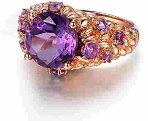 Rose Gold Plated Vintage Amethyst Ring 