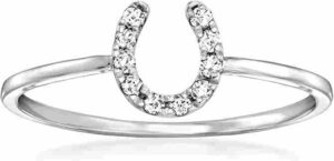 Diamond Horseshoe Ring in Sterling Silver